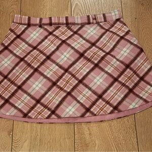Forever 21 Pink Plaid Skater Skirt